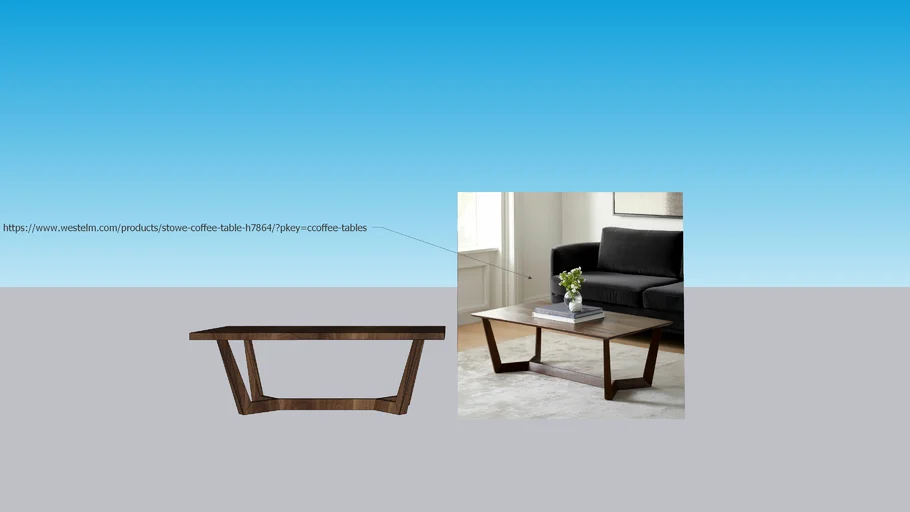 WEST ELM-Stowe Rectangle Coffee Table