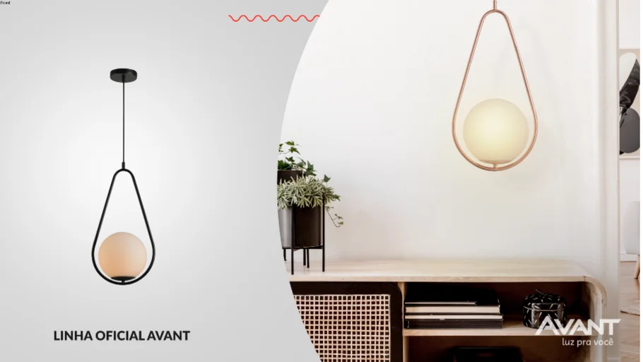 Lustre Pendente Avant Pérola Preto Fosco E27 Bivolt