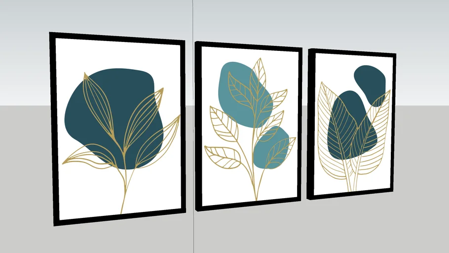Kit Quadros Decorativos Folhas