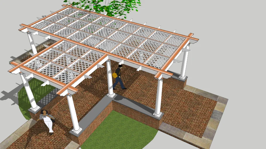 Pergola with Coffered Trellis Ceiling
