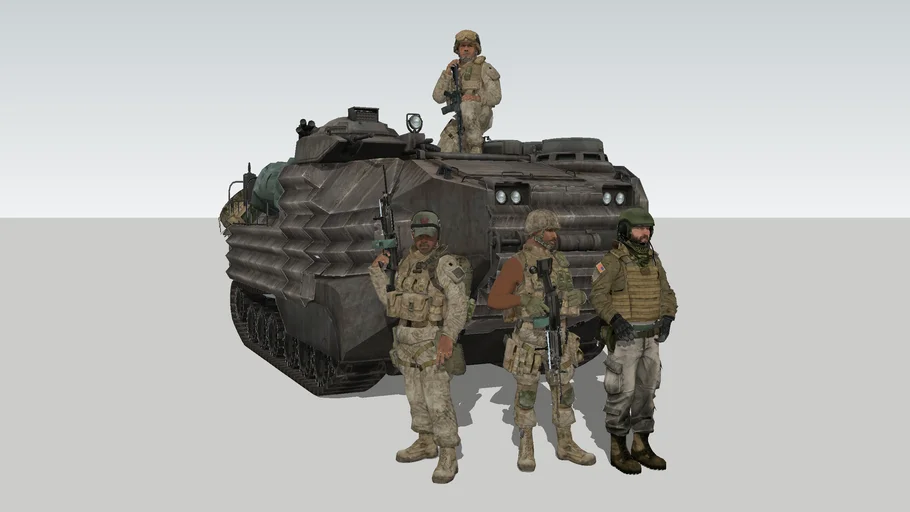 US Marines AAV 7A1 Amphibious Landing Vehicle Set 01