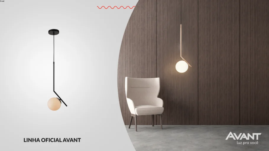 Lustre Pendente Avant Pérola Brinco Mini Preto E27 Bivolt