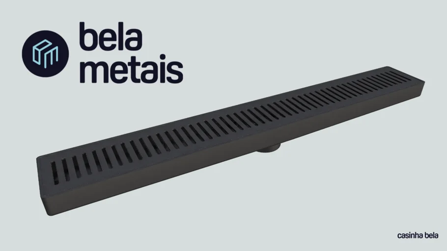 Ralo Linear com Grelha 7x52 cm Preto (RL19)