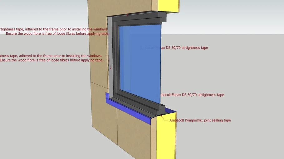 Wood fibre insulation - Window detail in clad facade - Step two