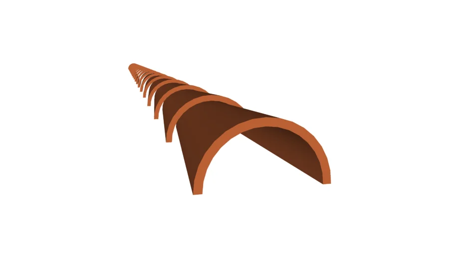 Red Tile Roof Ridge - Detailed