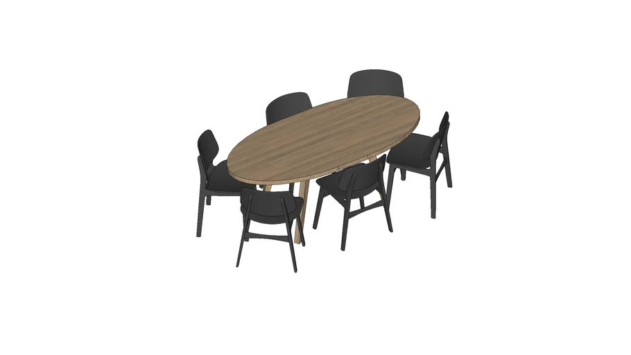 SketchUp Course - Eetkamertafel Ovaal met stoelen
