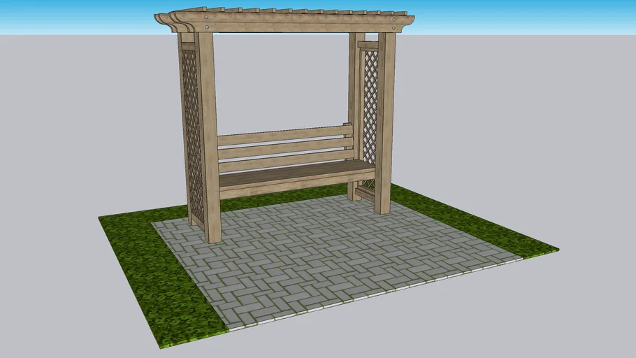 Wooden bench with frame