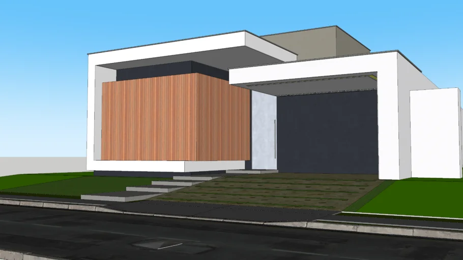 Fachada residencial moderna com tijolinho