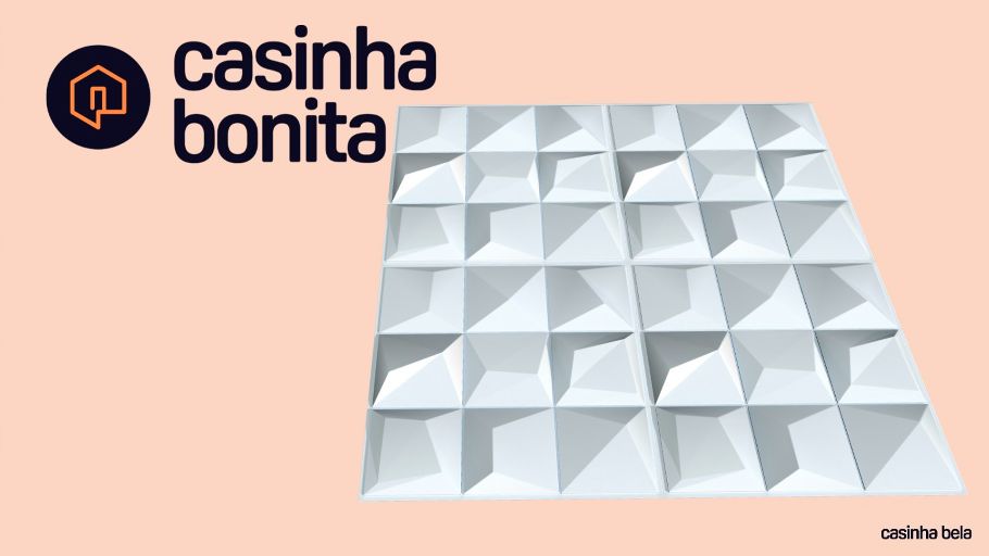 Placa 3D Tóquio Auto Adesivo 50x50 cm Branco (PL05)