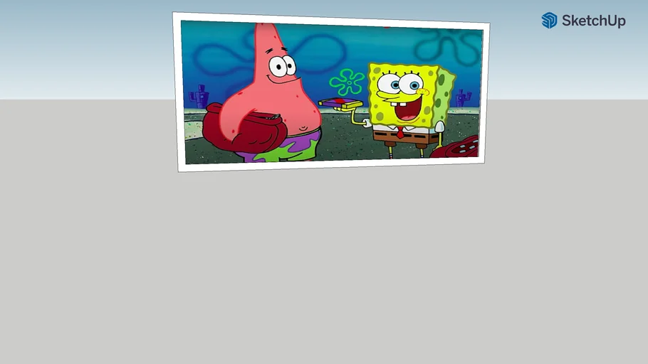 Flat screen tv with spongebob playing on it