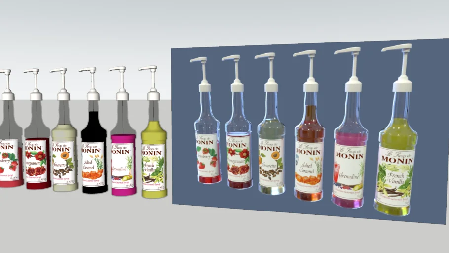 Сиропы Monin с дозаторами / Monin syrups with dispensers.