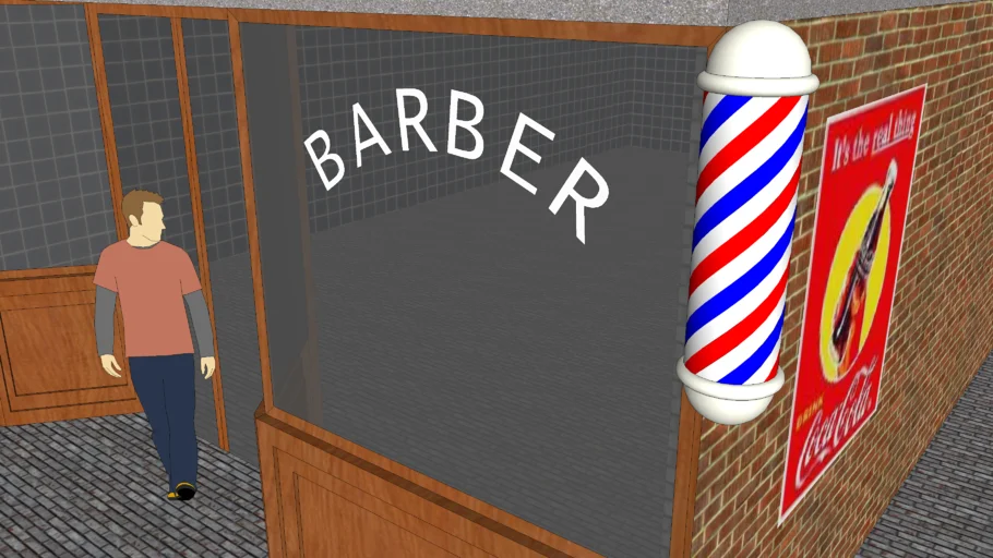 Barber Shop With Animated Pole