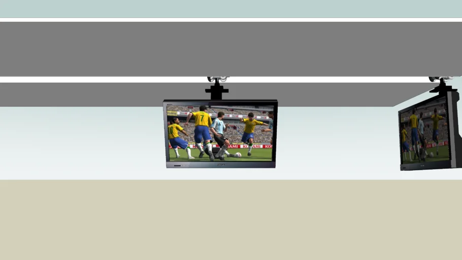 TV COM SUPORTE GIRATÓRIO EM TRILHO EMBUTIDO NO TETO