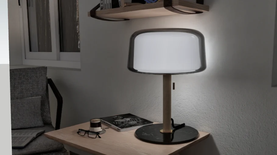 EVEDAL Lámpara de mesa, mármol/gris