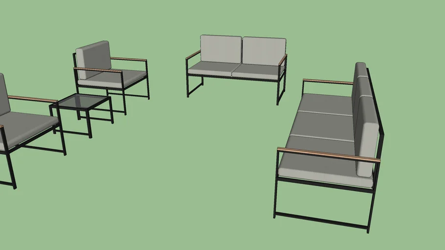 Wayfair - Keagan Wood 7 - Person Seating Group with Cushions