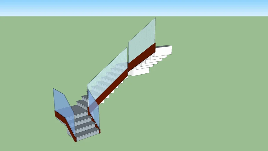 Stairs with Glass railing and Steel U Channel