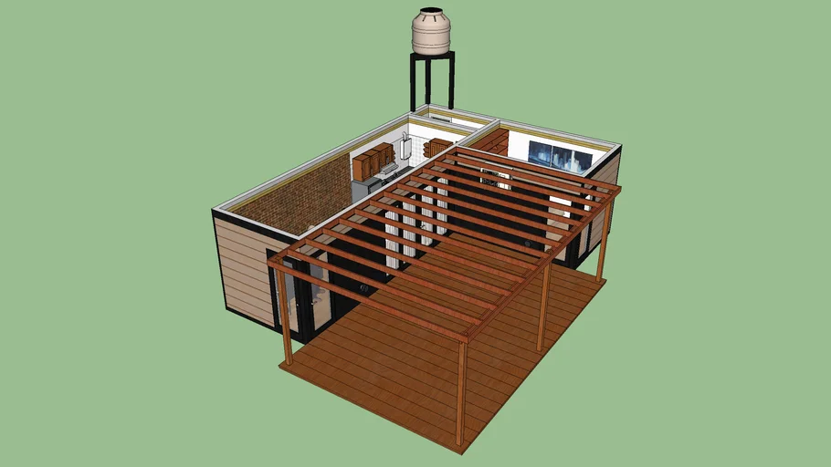 CABAÑA CONTAINER 2 X 20 pies CON DECK - CONTAINER CABIN 2 X 20 ft. WITH DECK