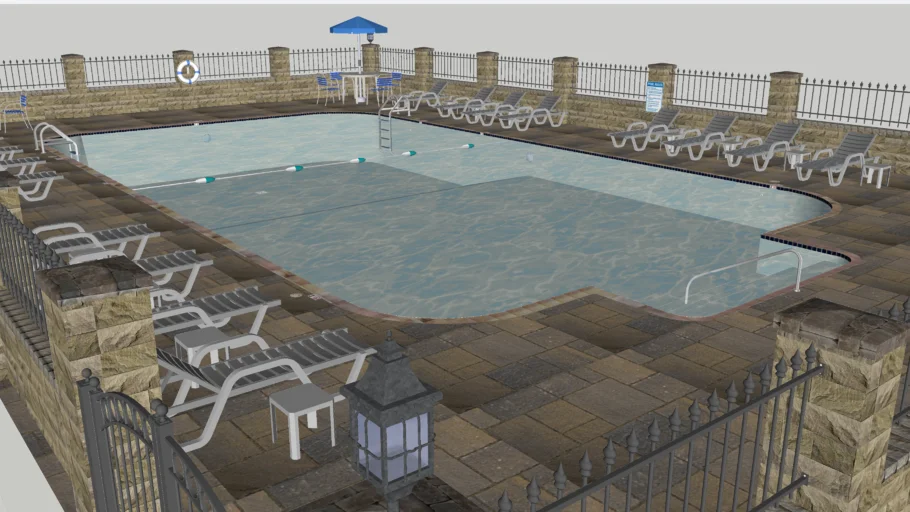 Detailed Commercial Swimming Pool