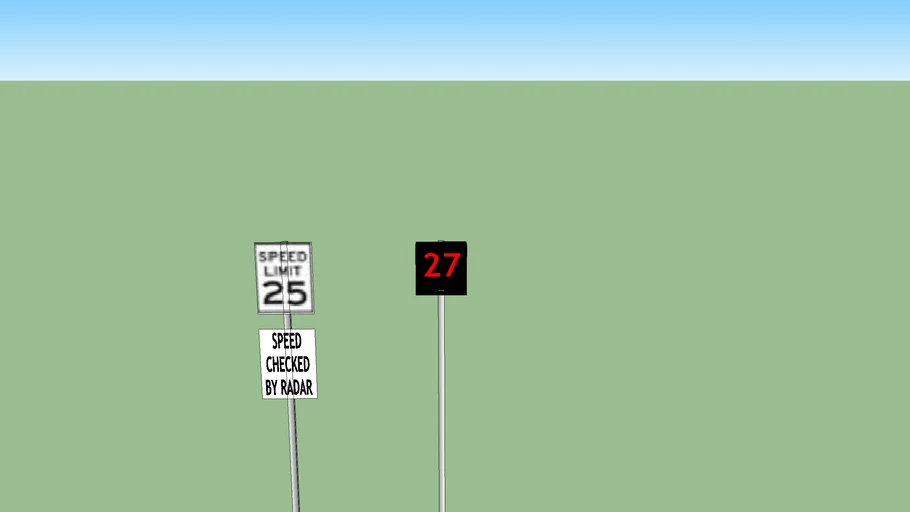 Speed limit 25 sign and LED radar speed checker
