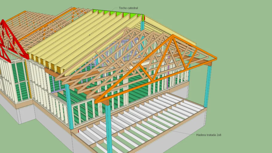ESTRUCTURA 3D DE CASA DE MADERA