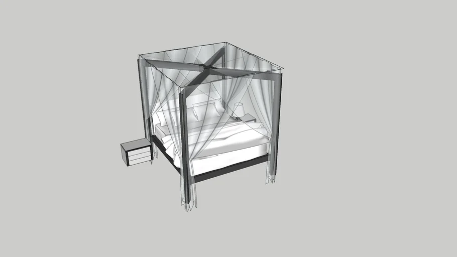 White Canopy Bed with Metal Frame