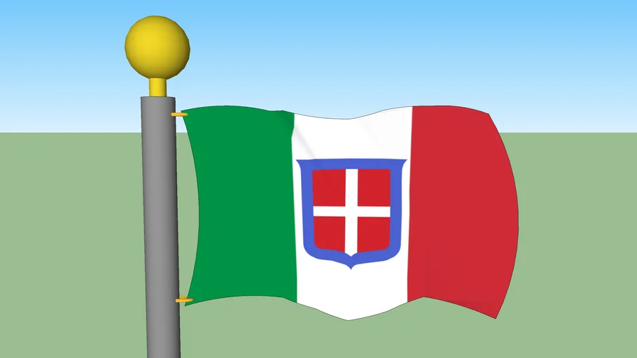 Kingdom of Italy (Fascist Italy) Flag with Flagpole