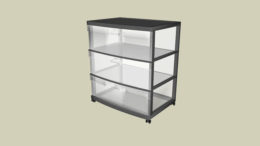 Sterilite 3 Drawer Wide Cart, Black