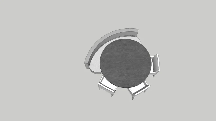 Ronde eettafel, ronde bank, stoellen