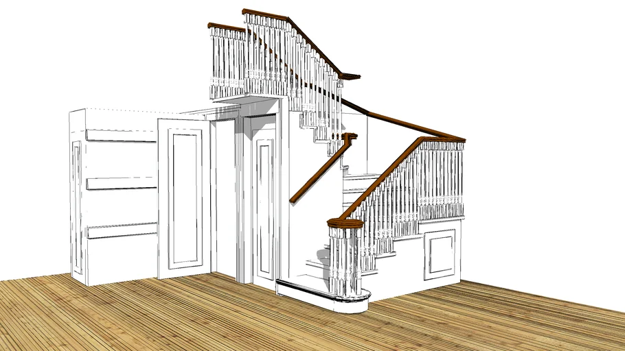 Switch Back Stairs Over Storage with Pantry