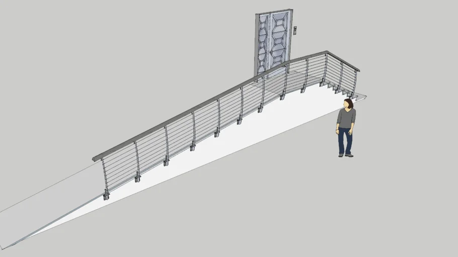 Apartment entrance stairs with handicaped access and steel entrance door