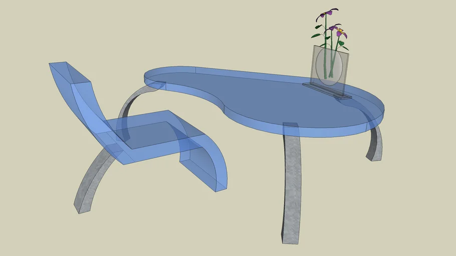 Table with chair and vase