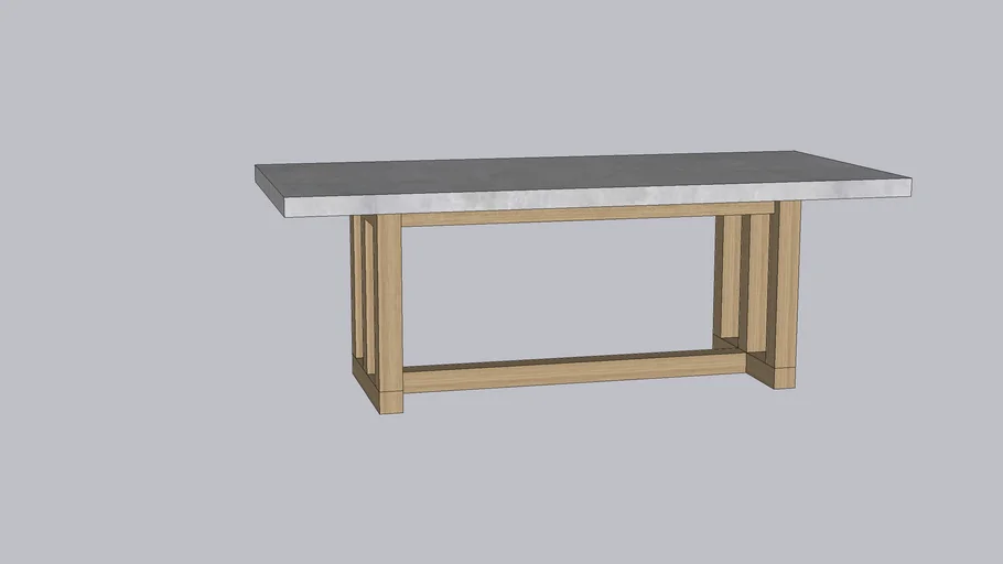 Portola Rectangular Concrete Dining Table, Biscotti Pottery Barn | 3D ...