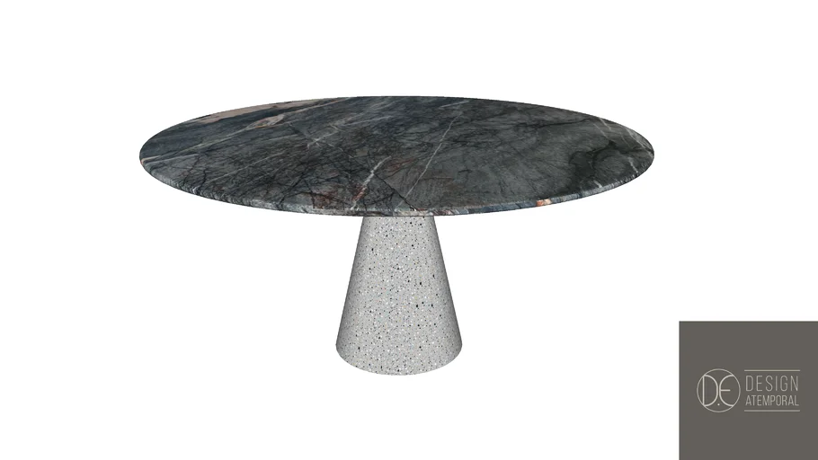 Mesa de Jantar Redonda Concrete Granilite Cinza e Pedra Crytos - ESTUDIOBOLA
