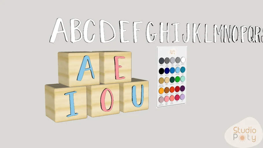 Cubos de madeira com letras