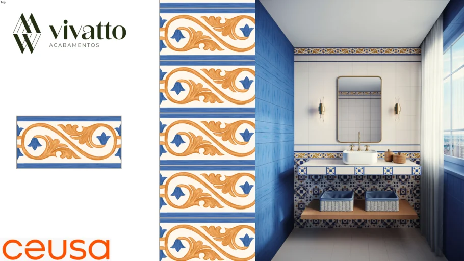 Ladrilho Italian Days Ornamento Mix 10x20cm - Ceusa Porcelanato