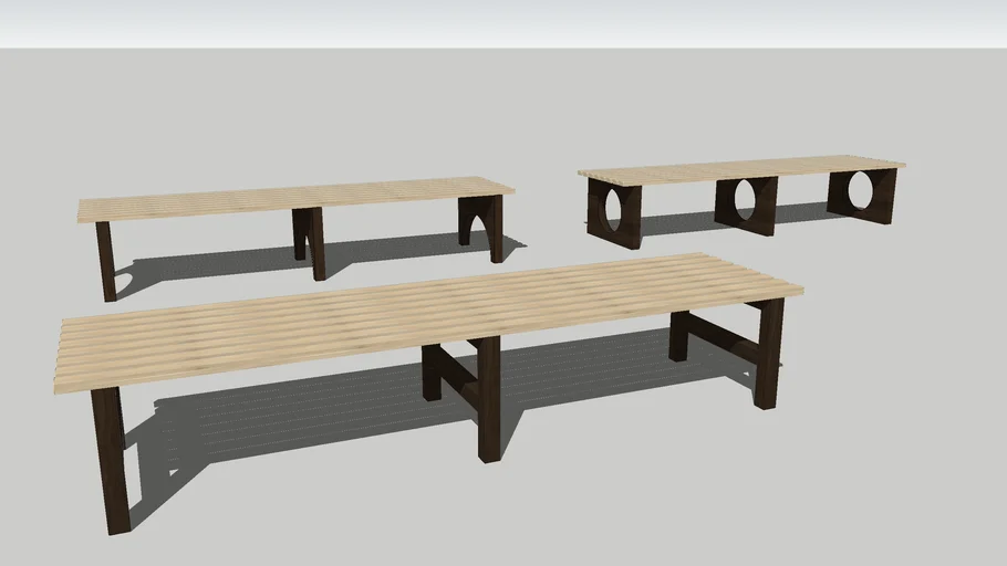 Another three wooden benches