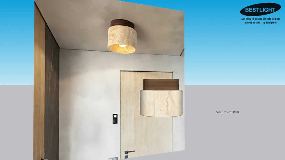 [X2599] Đèn đá Cavity ốp trần Wabi sabi- Wabi sabi Cavity stone Suface mounted light