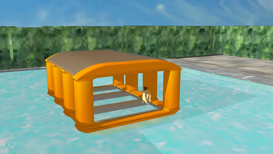 Inflatable, floating pool island