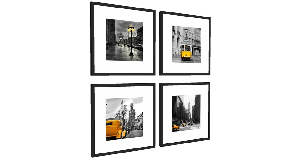 QUADROS DECORATIVOS - COMPOSIÇÃO URBANA, PRETO E BRANCO