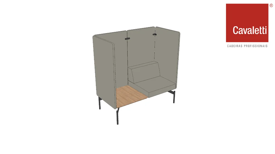 Cavaletti Float - 23271 Sofá Highback 2L com 1 Encosto, 1 Mesa e Painéis Altos