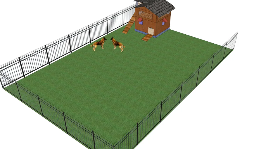 dog house with 2 dogs