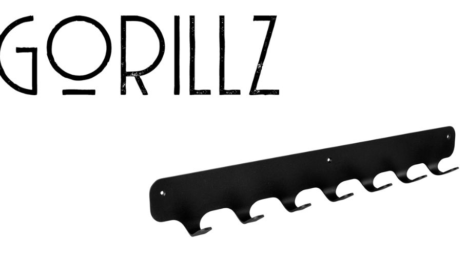 Gorillz Rounded Seven Wall Coat Rack- Black