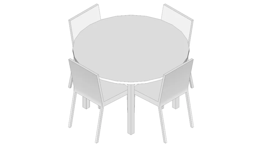 Table ronde simple avec chaises | 3D Warehouse