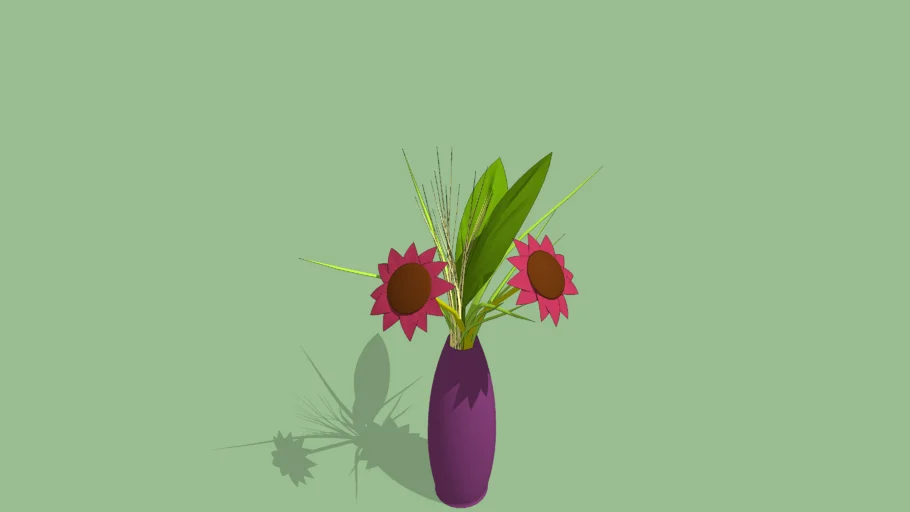 Vase with assorted, artificial plants