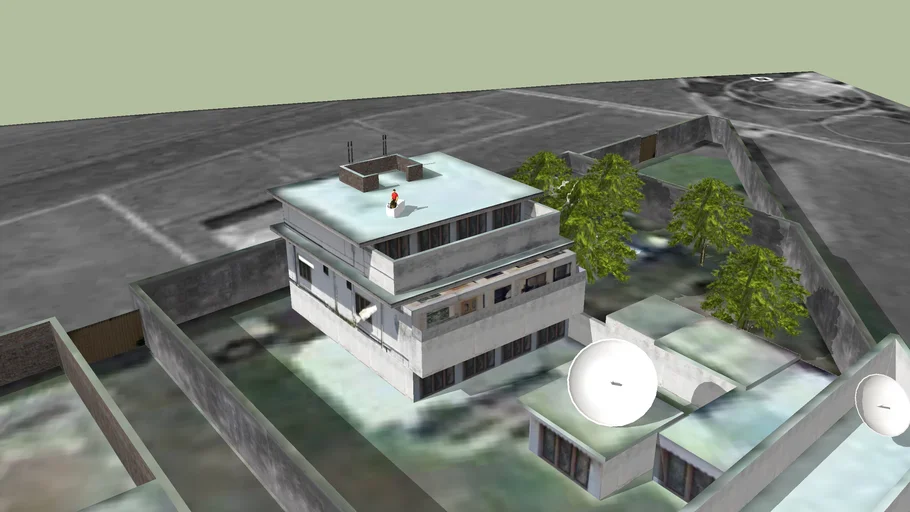 Man sitting on a dog in a bath on top of Osama Compound. lol lol lol