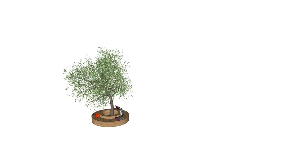GARDEN BENCH, Banc bois rond