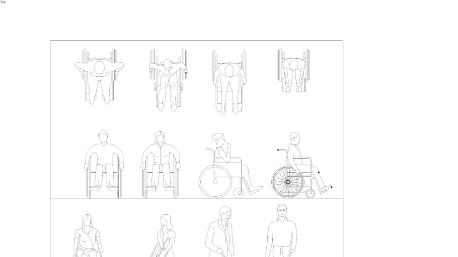 Wheelchair plan and elevation