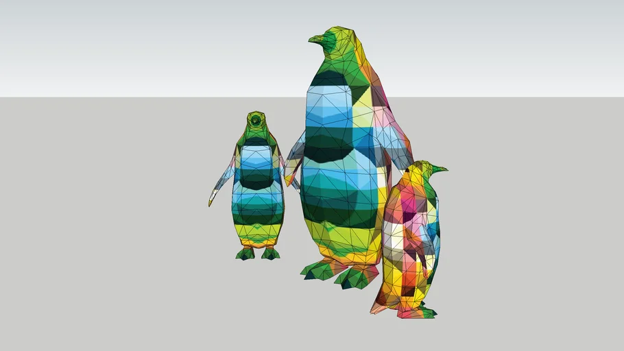 Penguins geometric sculpture