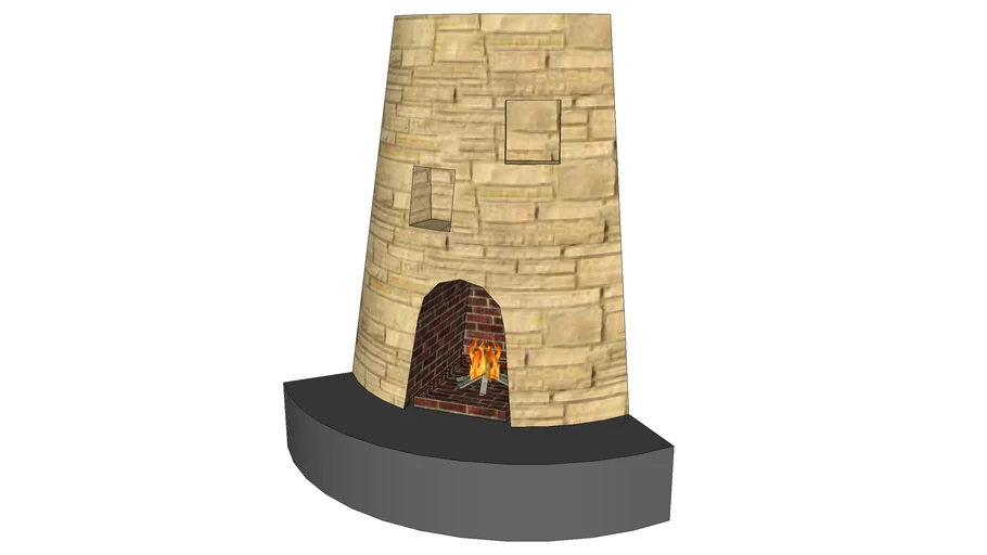 Round Corner Fireplace Large 2 - Detailed