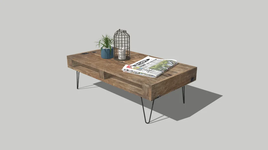 Rustic wood coffee table set
